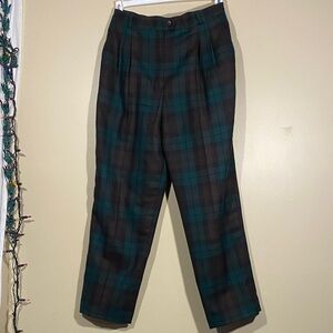 Courageous Plaid Trousers Women’s Size 12 Teal Brown Chic Modern Fit